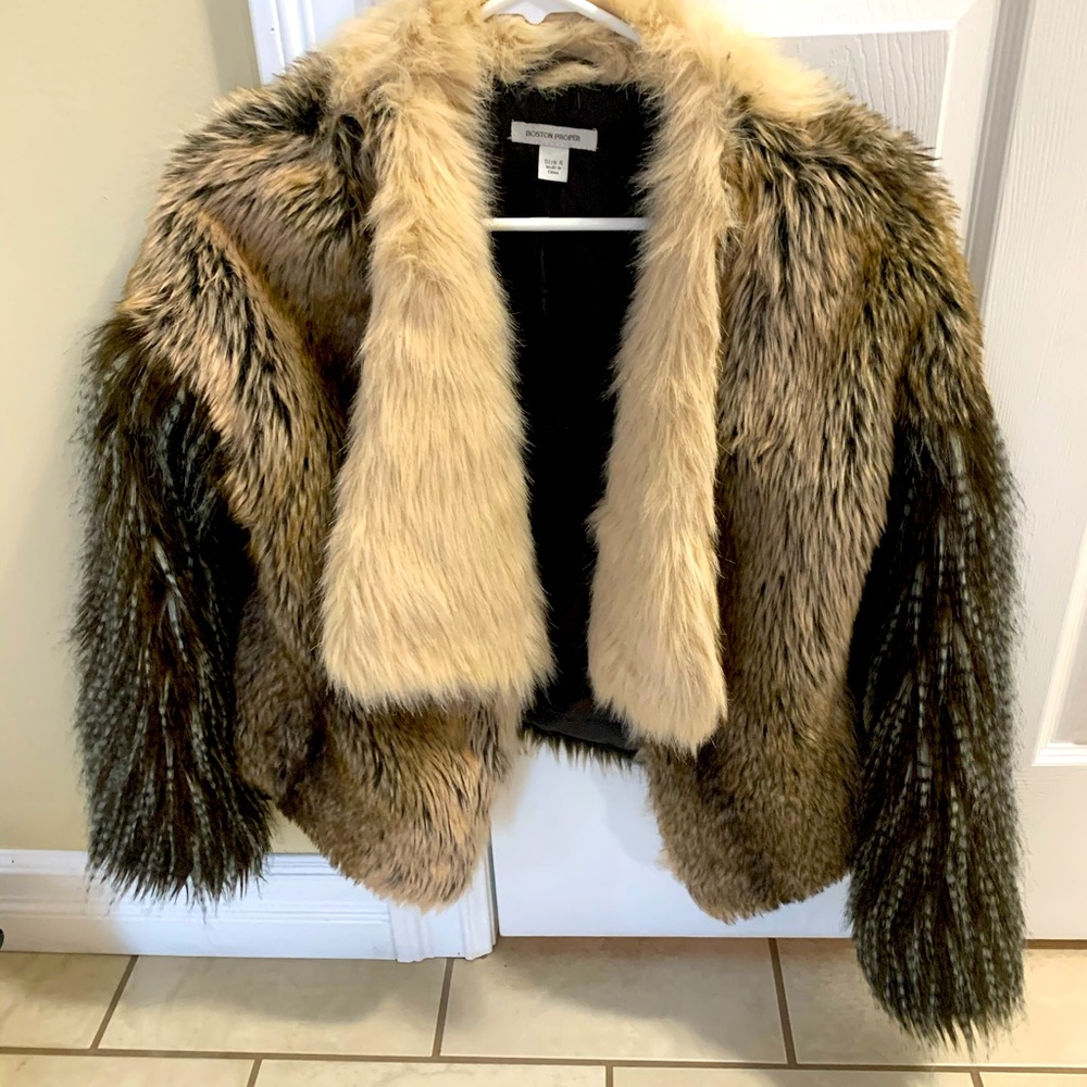 Boston proper faux fur jacket